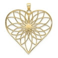 thumbnail image 3 of Auriga Fine Jewelry 14K Yellow Gold with White Rh Diamond-cut Large Filigree Heart Pendant (L- 39.5 mm, W-35.2 mm) for Women, 3 of 6