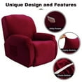 thumbnail image 3 of CJC Velvet Recliner Covers, Stretch Armchair Slipcovers, 4-Piece for 1 Cushion Reclining Sofa, Single Seat Recliner Protector, 10 Colors, 3 of 9