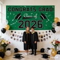 thumbnail image 4 of 2026 Graduation Party Backdrop - 59"Ã 35"Congrats Grad Banner in Green, Large Class of 2026 Decorations, Photography & Grad Party Supplies, 4 of 5