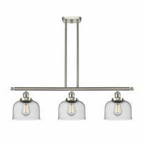 916-3I-SN-G74-Innovations Lighting-Bell - 3 Light Stem Hung Island In Industrial Style-11 Inches Tall and 36 Inches Wide-Brushed Satin Nickel