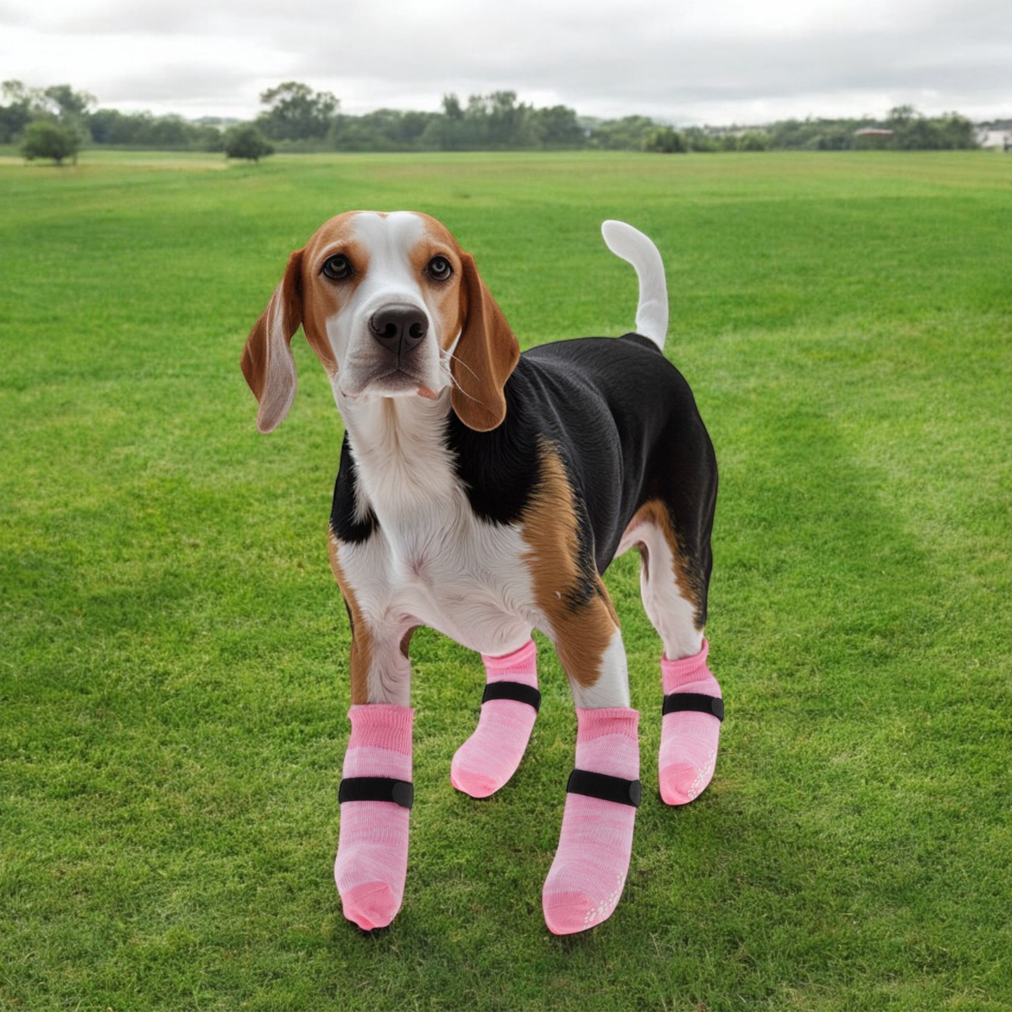 Unique Bargains 4 Pcs Non-Slip Dog Socks with Adjustable Tapes Pink S