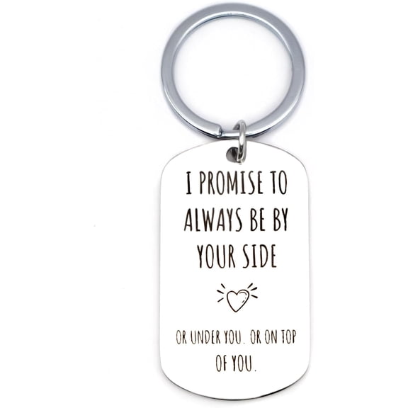 Silver Stainless Steel Keychain: Funny Valentine's Gift for Him Her, Naughty Keychain for Couples, Husband Wife, Scratch Resistant