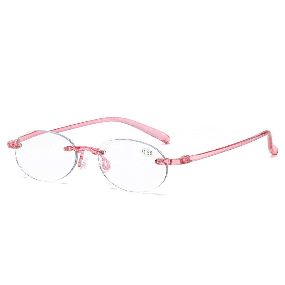 3 Pairs of Pink Frameless TR90 Anti-blue light Reading Glasses 3.00 for Women Rimless Presbyopic Glasses Lightweight Over Readers +3.0