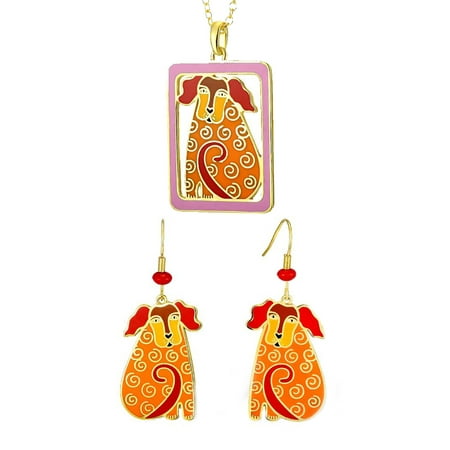 Laurel Burch Dog Tales Blue Cloisonne Necklace Laurel Burch Dog Tales Blue Cloisonne Necklace Earrings Set