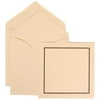 JAM Paper Wedding Invitation Set, Large Square, 7 x 7, Black and Blue Border Set, Ivory Card with Ivory Envelope, 100/pack