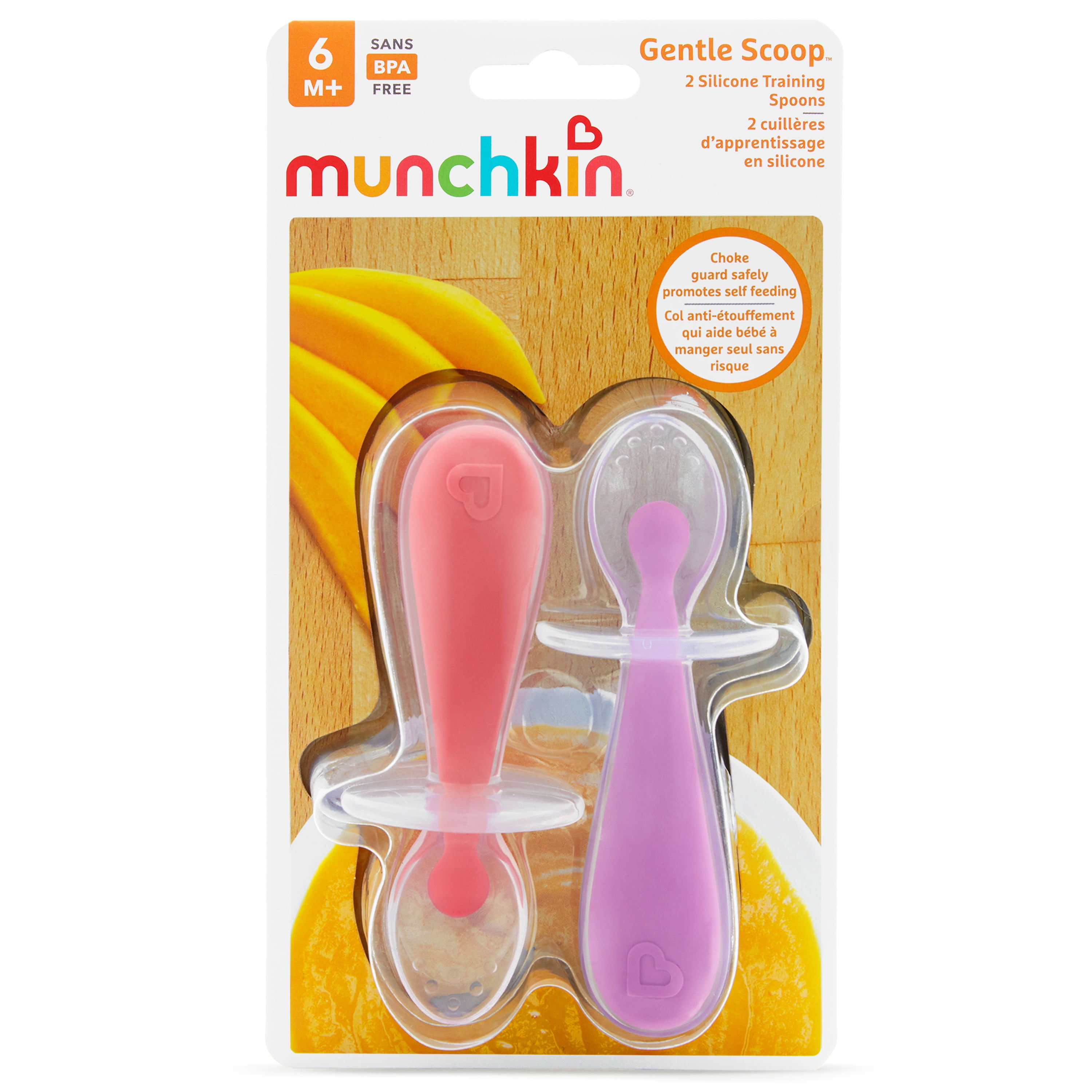 Munchkin® Gentle Scoop™ Silicone Training Infant Spoons, Pink/Purple, Unisex, 4 Pack