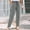 Gray, variant on IDALL Linen Pants Women Petite Pants Women Cotton Linen Straight Leg Pants Elastic Drawstring Casual Trousers With Pockets Summer Beach Pants Beach Pants Summer Pants White XL