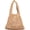 Khaki, variant on Women Small Crochet Tote Handbag Cotton Top Handle Bag Summer Mesh Beach Bag Drawstring Fishing Net Bag Clutch Handbag