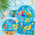 thumbnail image 3 of Summer Pool Party Supplies Tableware,169pcs Pool Birthday Tableware Set - Pool Party Plates and Napkins Sets, Pool Party Cups & Tablecloth etc Summer Pool Tableware for Summer Pool Party Decor, 3 of 7
