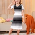 thumbnail image 2 of Auroural Girls Dresses Size 8 Girls Clothes Size 8 Sets 3-12 Years Girl's Fashion Striped Printed Dreamy Dress Mid Calf Home Wear Dress, 2 of 6