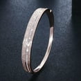 thumbnail image 2 of Elegant 585 Rose Gold Plated Baguette Cubic Zircon Cuff Bangle Fashion Jewelry, 2 of 9