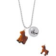 thumbnail image 2 of Delight Jewelry Resin Brown Pony Silvertone Script Initial Disc - K - Charm Necklace, 20"+3", 2 of 4