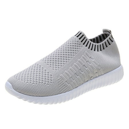

Summer Shoes Men Couple Casual Shoes Fashion Lightweight Breathable Walking Sneakers Slip-on Men Mesh Flats Shoes 40 Gray