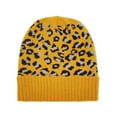 thumbnail image 5 of Empire Cove Winter Knit Ribbed Leopard Cuff Beanie - Mustard, 5 of 5