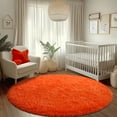 thumbnail image 2 of SARAG 8x8ft large Rug for Bedroom,Super Fluffy Circle Rugs for Baby Nursery,Cute Soft Shaggy Area Rug for Girls,Orange, 2 of 8