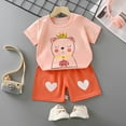 thumbnail image 2 of NIEWTR Baby Boy Summer Clothes Set 0 6 12 18 24 Months Short Sleeve Crew Neck T-Shirts and Elastic Waist Shorts 2Pcs Outfits Pajamas & Dailywear Set (Orange,18-24 Months), 2 of 3