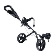 ToppiJoy 3 Wheel Push Pull Golf Cart with Foot Brake, Golf Trolley with Adjustable Straps, One Second to Open & Close, Cup Holder Included (Black)