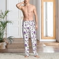 thumbnail image 5 of Uemuo Lavender Flowers Pattern Men's Wide Leg Palazzo Lounge Pants with Pockets Light Weight Loose Comfy Casual Pajama Pants-Medium, 5 of 9