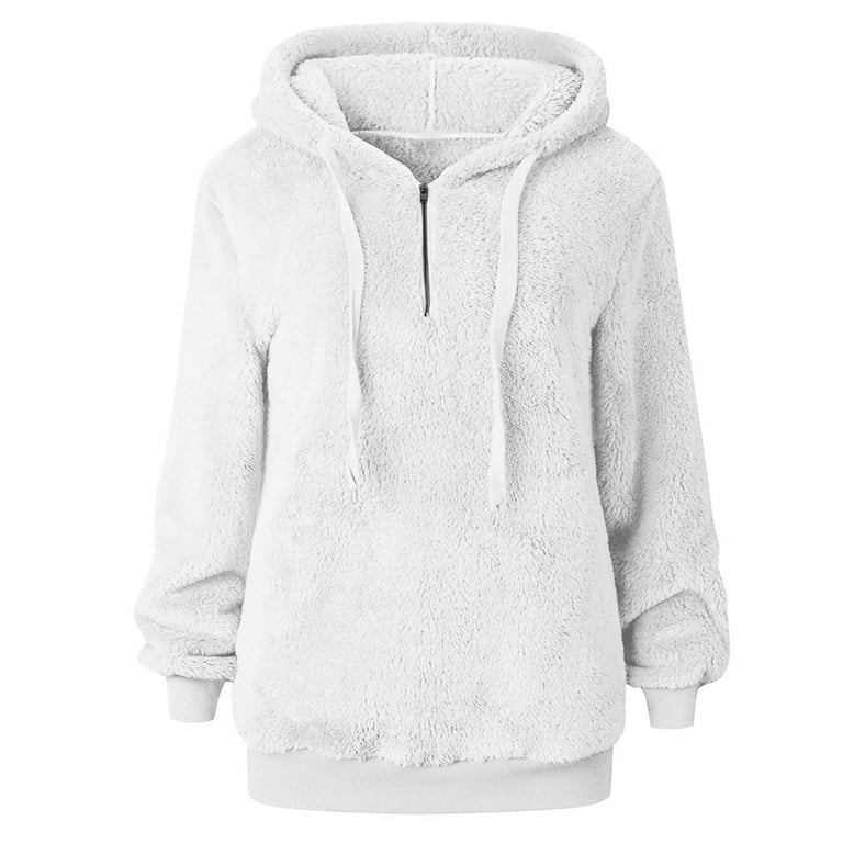 Fuzzy white sales sweatshirt