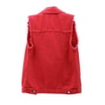 thumbnail image 2 of Luiryar Women's Crop Distressed Ripped Jean Vests Classic Sleeveless Jean Vest Jackets With Flap Pockets, 2 of 7