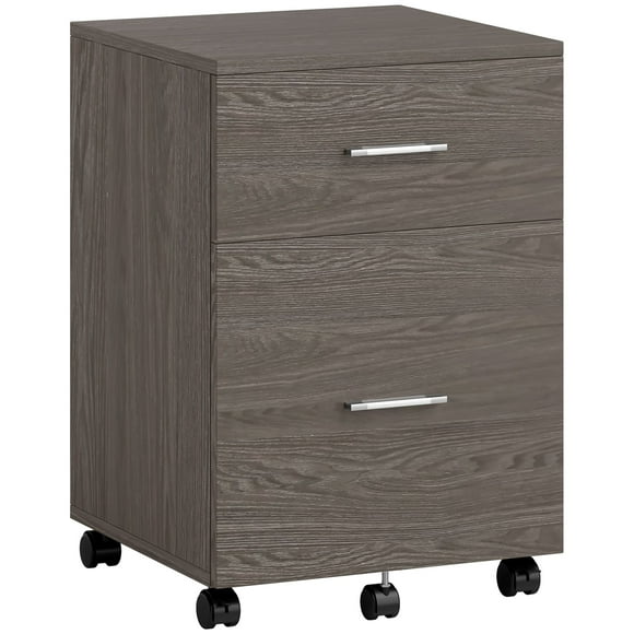 Vinsetto Classeur Mobile, Classeur à 2 Tiroirs avec Roulettes, Gris