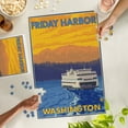 thumbnail image 3 of Lantern Press 1000 Piece Jigsaw Puzzle, Ferry and Mountains, Friday Harbor, Washington, 3 of 5