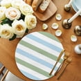 thumbnail image 2 of Sage Green Blue Striped Round 13 Inch Placemats Set of 8, Farmhouse Sage Green Stripes HeatResistant Non Slip Place Mats for Dining Table, Wipeable Braided Kitchen Table Mats for Housewarming, 2 of 9