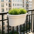 thumbnail image 4 of Wall Mounted Plastic Planter Balcony Railing Hanging Pot Fence Mount Garden Container Light Gray, 4 of 6