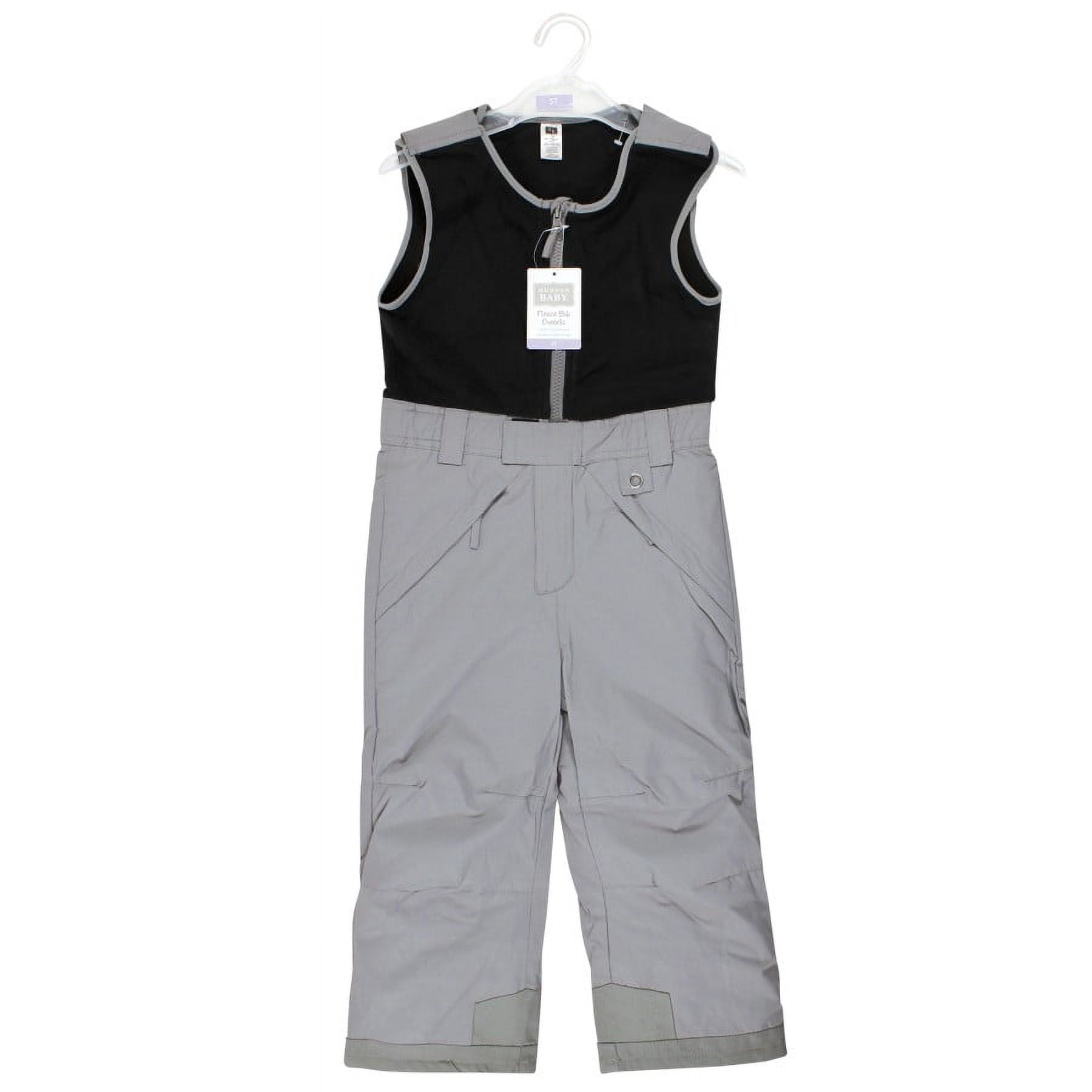 Hudson Baby Unisex Snow Bib Overalls with Fleece Top, Solid Charcoal, Small