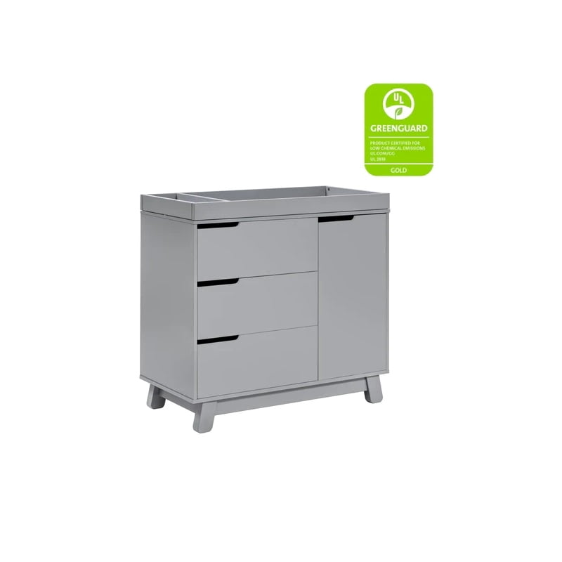 babyletto hudson dresser grey Babyletto Hudson Wooden Nursery Dresser, 3 Drawers, Removable Changer Tray,  Gray