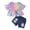 Pink, variant on Fesfesfes Toddler Kids Baby Girls Summer Tie-dyed Top Ripped Denim Shorts Clothes Suit