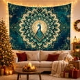 thumbnail image 3 of Peacock Standing Profile With Facing As, Mystical Fantasy for Space Lovers, Galaxy Room Decor Room Accent, Mother's Day Gift, Tapestry Wall Hanging for Bedroom and Dorm, 3 of 7
