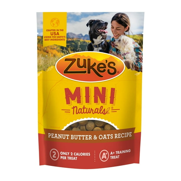 Zuke's Mini Naturals Soft Dog Treats, Peanut Butter Oats with Vitamins & Minerals, Dog Chew Snacks, 16 oz Pouch