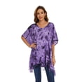 thumbnail image 3 of Beautybatik Purple Womens Boho Hippie Batik Tie Dye Plus Size Tunic Blouse Kaftan Top 2x, 3 of 7
