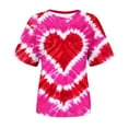 thumbnail image 4 of Njoeus Cute Graphic Tee Shirts for Women Tie-Dyed T-Shirt Summer Tops Loose Short Sleeve Tops for Women Teen Girls Trendy Love Graphic Tees S-XXL, 4 of 4