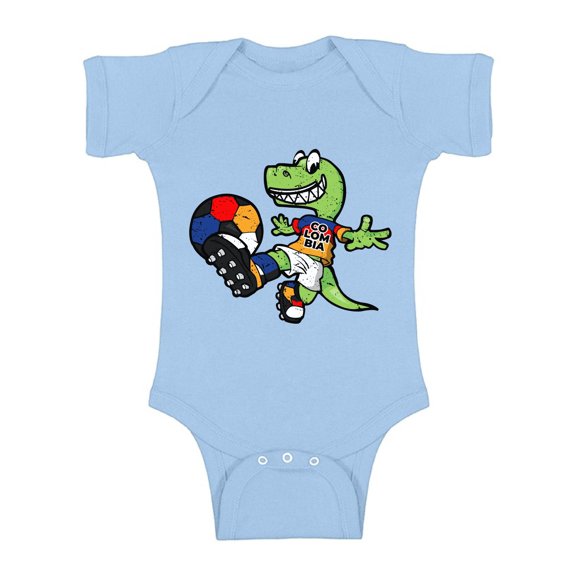 Awkward Styles Colombia Soccer Short Sleeve Baby Bodysuit Dinosaur One Piece Top