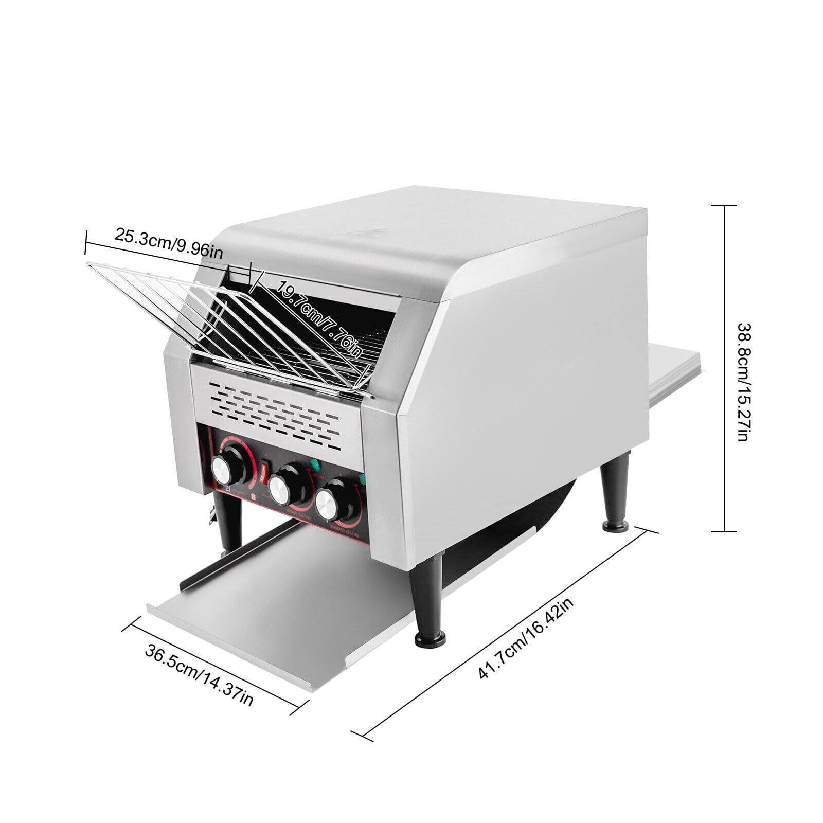 Commercial Toaster , 2200W Conveyor Restaurant Toaster, Heavy Duty Stainless Steel Conveyor Toaster, Heavy-Duty Industrial Toasters w/Double Heating Tubes for Bun Bagel Bread，300 Slices/Hour