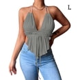 thumbnail image 2 of Chaleco Correa de Espagueti Minnieouse Mujeres Sexy Deep V-Cuello Gris L, 2 of 5