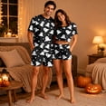 thumbnail image 5 of Halloween Family Outfits, Halloween Couple Matching Pajamas Set, Black White Ghost Star Short Sleeve Loungewear, Crop Top & Shorts Sleepwear, Soft Holiday Nightwear for Summer & Casual Home Wear, XXL, 5 of 6