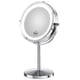 thumbnail image 1 of Espejo de maquillaje con luz LED y aumento de 10x, de doble cara, funciona con pilas, giratorio 360°, espejo de tocador inalámbrico de 7" para baño y dormitorio, 1 of 8