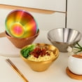 thumbnail image 1 of YAOMOBB Rice Bowl Double Layer Stainless Steel Ramen Noodle Bowl Anti scald Food Grade Tableware with Hammer Pattern Perfect for Rice Salad Soup and Snacks, 1 of 6
