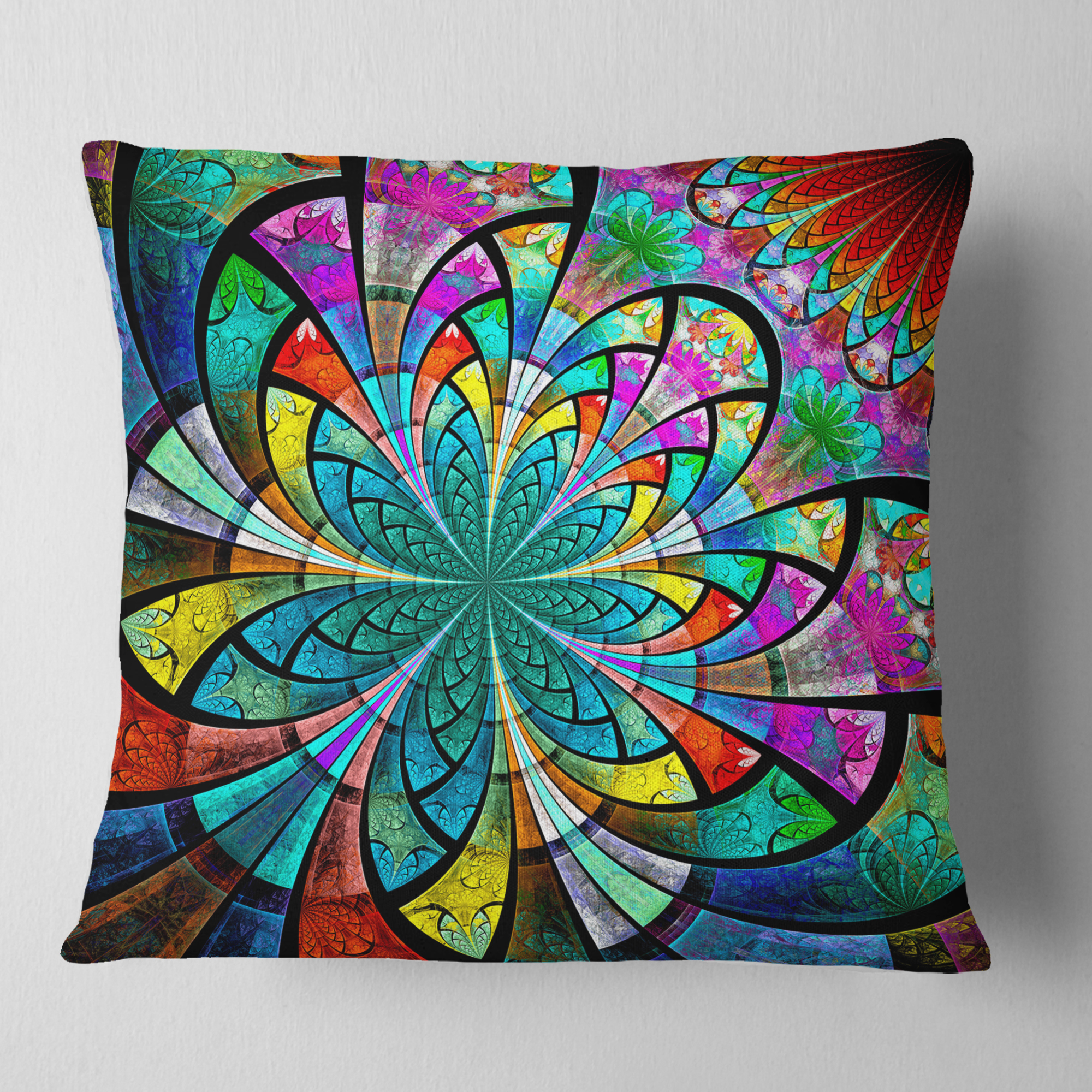 Designart 18" x 18" Contemporary, Modern Multi-color Polyester Throw Pillow