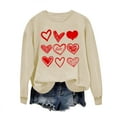 thumbnail image 2 of BLTIBY Valentine's Day Sweatshirts for Women Autumn Spring Crewneck Long Sleeve Funny Love Heart Graphic Valentines Shirts Casual Valentines Pullover Tops 2025 Beige M, 2 of 4