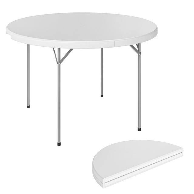 Outsunny 4ft Folding Picnic Table with Anti-Slip Foot Pads, White