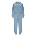 thumbnail image 2 of Cropped Hoodie Set Women Fleece 2 Piece Outfits Sweatsuit Drawstring Long Sleeve Hooded Crop Pullover Sweatshirt Joggers Pants Tracksuit Set, 2 of 6