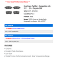 thumbnail image 2 of Rear Brake Pad Set - Compatible with 2011 - 2014 Chrysler 200 2012 2013, 2 of 2