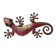 thumbnail image 1 of LuxenHome 24-Inch Pink Gecko Lizard Metal and Glass Outdoor Wall Decor, 1 of 8