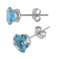 thumbnail image 4 of 14k White Gold 6mm Round Blue Topaz Stud Earrings (2.00 ct), 4 of 6