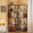 thumbnail image 4 of Walsunny Corner Bookshelves Bookcases 71" 5 Tier L Shaped Wood Bookshelf with Metal Frame Display Rack Rustic Brown, 4 of 7