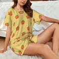 thumbnail image 6 of Bingfone Hand Drawn Strawberry Print Pajamas Sets for Women Soft Short-Sleeved Pjs with Lounge Shorts Two Piece Sleepwear, 6 of 8